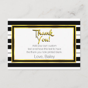Gold, Black and White Striped Thank You Cards