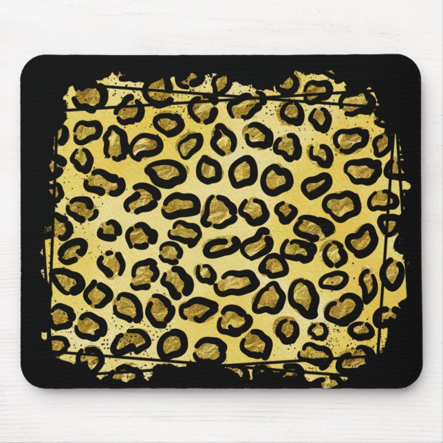 Gold & Black Animal Print Mouse Mat (Front)