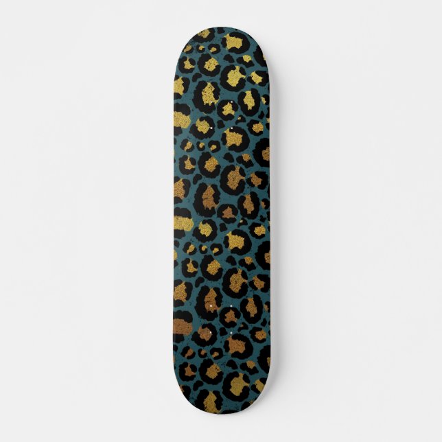 Gold & Black Animal Print Skateboard (Front)