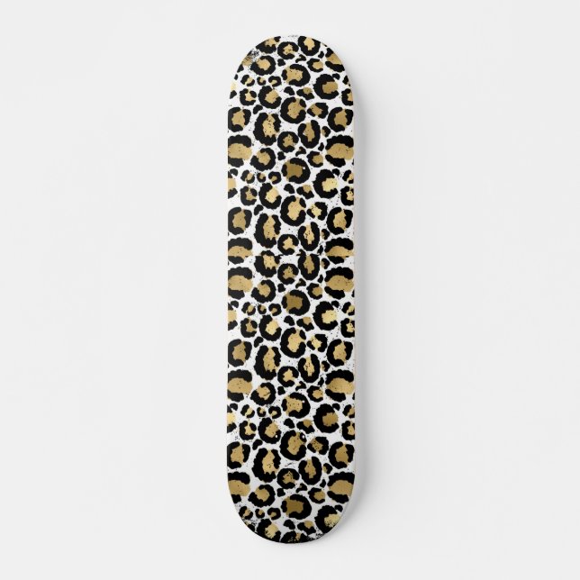 Gold & Black Animal Print Skateboard (Front)