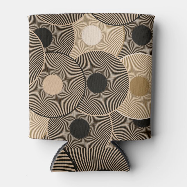 Gold Black Arc Wheels: Abstract Can Cooler (Front)