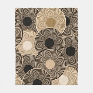 Gold Black Arc Wheels: Abstract Fleece Blanket