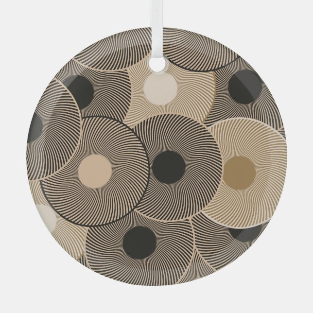 Gold Black Arc Wheels: Abstract Glass Tree Decoration (Front)