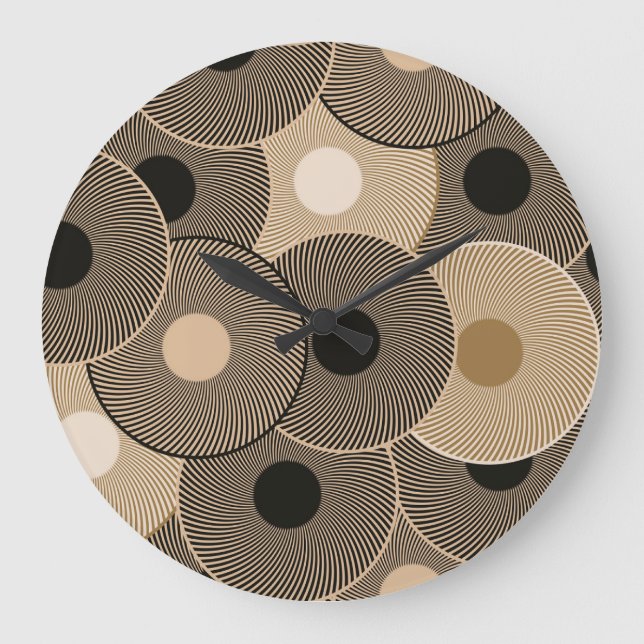 Gold Black Arc Wheels: Abstract Large Clock (Front)
