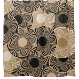 Gold Black Arc Wheels: Abstract Shower Curtain