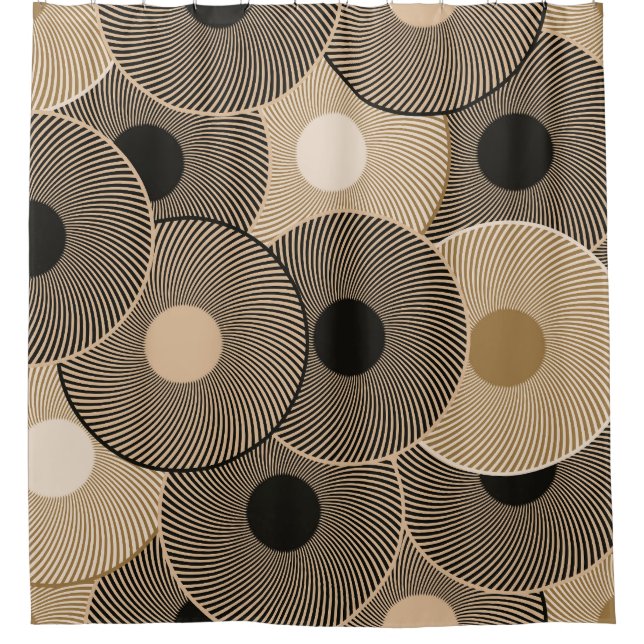 Gold Black Arc Wheels: Abstract Shower Curtain (Front)