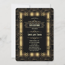 Gold Black Art Deco Gatsby 1920s Birthday Party
