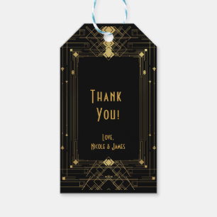Gold & Black Art Deco Gatsby Roaring 20's Elegant Gift Tags
