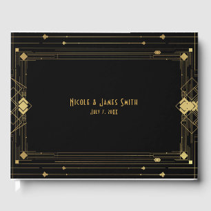 Gold & Black Art Deco Gatsby Roaring 20's Wedding Guest Book