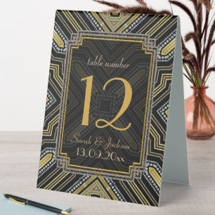 Gold Black Art Deco Guest Names Table Number