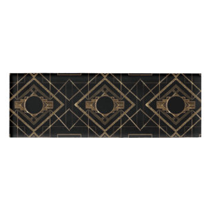 gold, black,art deco, metallic,pattern,vintage,chi name tag