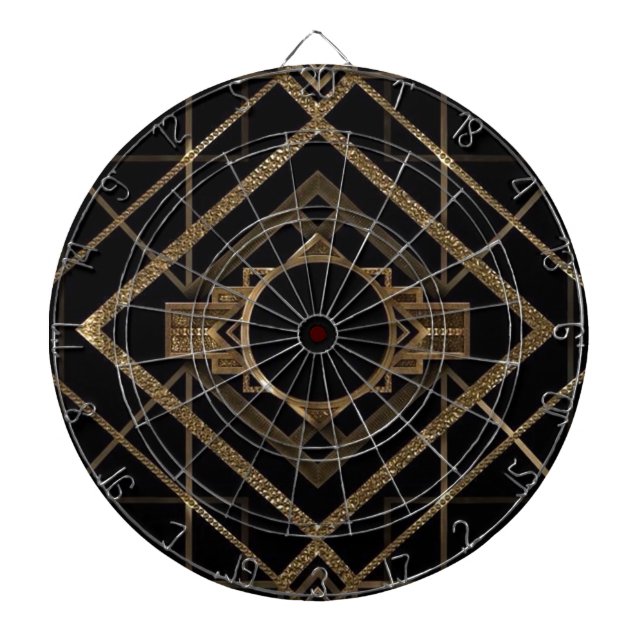 gold, black,art deco, metallic,pattern,vintage dartboard (Front)