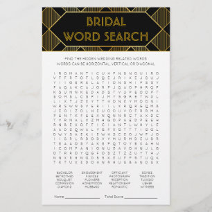 Gold & Black Art Deco Vintage Bridal Shower Game