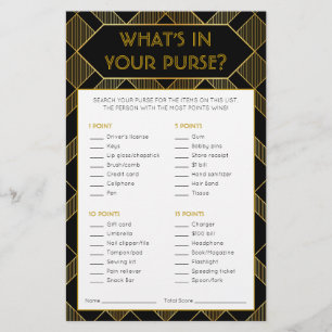 Gold & Black Art Deco Vintage Bridal Shower Game