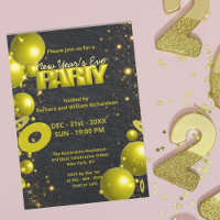 Gold Black Balloons Confetti New Year's Eve Party