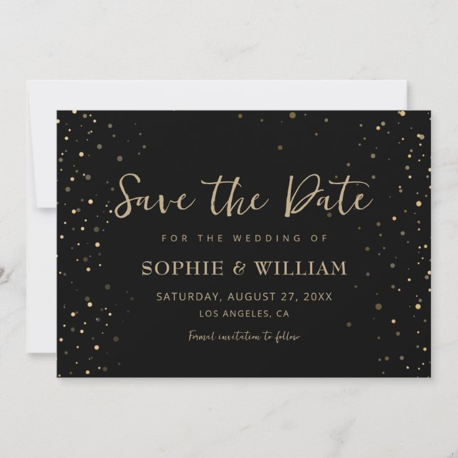 Gold & Black Beautiful Elegant Wedding Save The Date (Front)