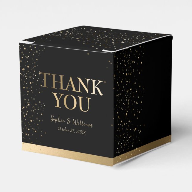 Gold & Black Beautiful Elegant Wedding Thank You  Favour Box (Front Side)