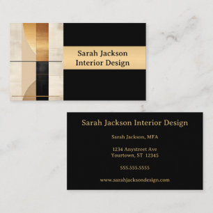 Gold Black Beige Modern Art Interior Designer Business Card