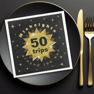 Gold Black Birthday Napkin