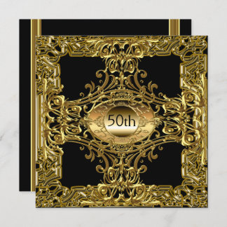 Gold Black Birthday Party Luxury Invitation