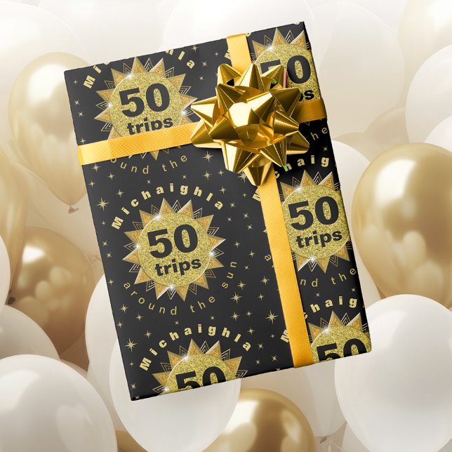 Gold Black Birthday Wrapping Paper (Creator Uploaded)