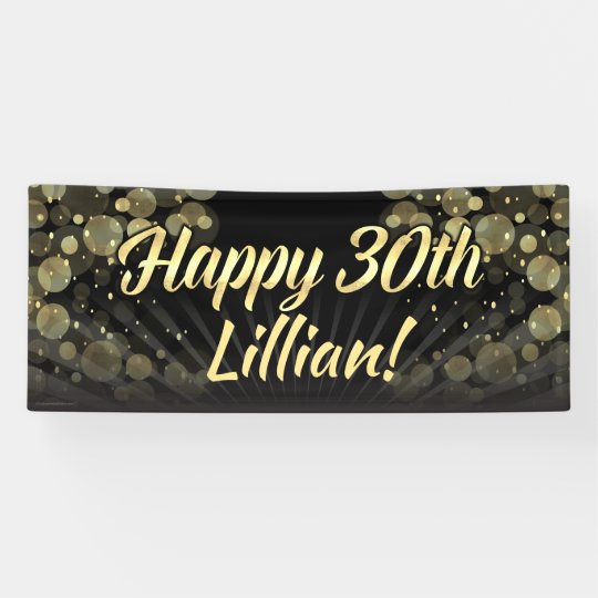 Gold Black Bokeh 30th Birthday Party Decoration Banner Zazzle Co Uk