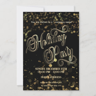 Gold/black bokeh luxury corporate Holiday party Invitation