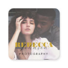 Gold Black Bold Script 2 Photo Minimal QR Code    