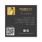 Gold Black Bold Script 2 Photo Minimal QR Code    
