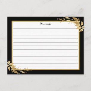 Gold Black Botanical Foliage Recipe Card