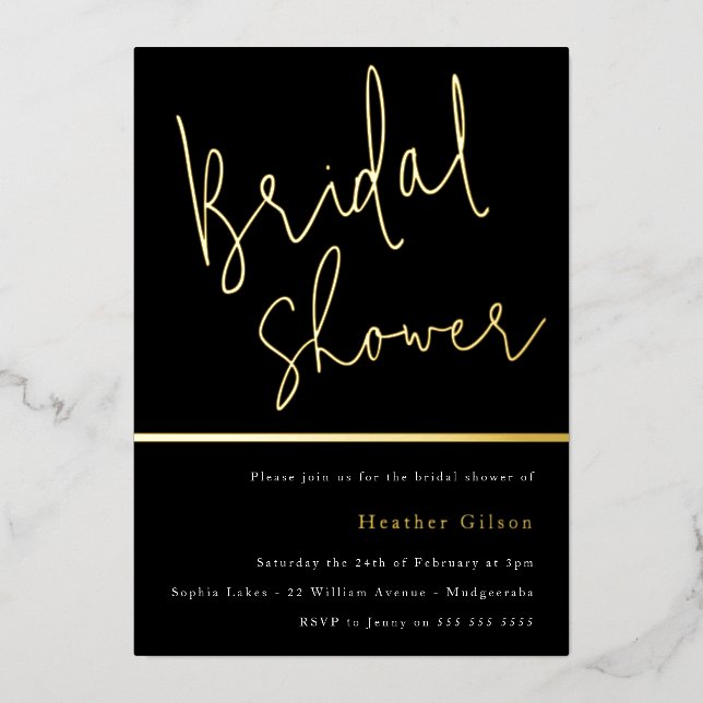 Gold & Black Bridal Shower Golden  (Front)