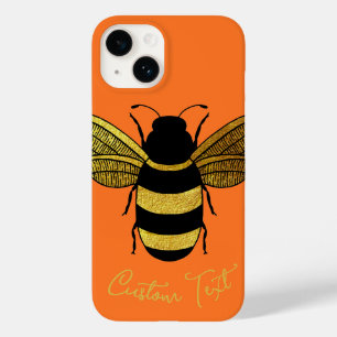 GOLD BLACK BUMBLEBEE CALLIGRAPHY TEXT SHINY BEE  Case-Mate iPhone 14 CASE