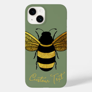 GOLD BLACK BUMBLEBEE CALLIGRAPHY TEXT SHINY BEE Case-Mate iPhone 14 CASE
