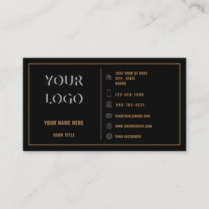 Gold Black Business Card with Your Logo Text Info