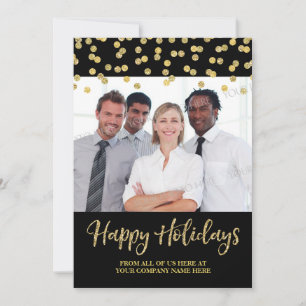 Gold Black Business Christmas Photo Card Confetti