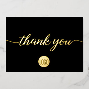 Gold Black Business Elegant Thank you  Foil Holiday Card