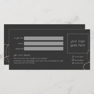 Gold & Black Business Gift Certificate Card