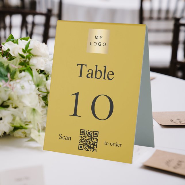 Gold black business logo QR code table number (Creator Uploaded)