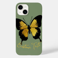 GOLD BLACK BUTTERFLY CUSTOM SCRIPT TEXT SAGE GREEN