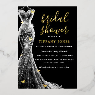 Gold Black Butterfly Dress Bridal Shower 