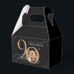 Gold Black Calligraphy Custom Photo 90th Birthday Favour Box<br><div class="desc">Gold Black Calligraphy Custom Photo 90th Birthday Favour Boxes. And elegantly designed special birthday celebration invitation,  featuring a custom photo of birthday person and script calligraphy with vintage flourish elements. Simple enough to fit a variety of themes and colours! Need help? Simply contact me!</div>