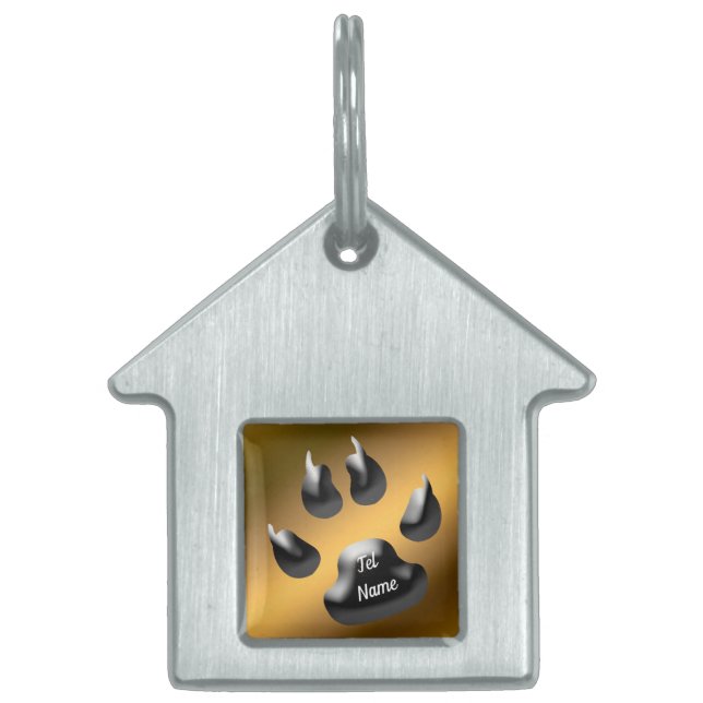 Gold Black Cat Pet ID Tag (Front)