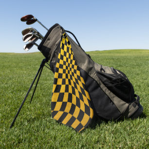 Gold & Black Checked square Mosaic Golfing /sports Golf Towel