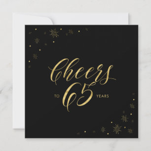 Gold & Black Cheers 65th Birthday Party Square Invitation
