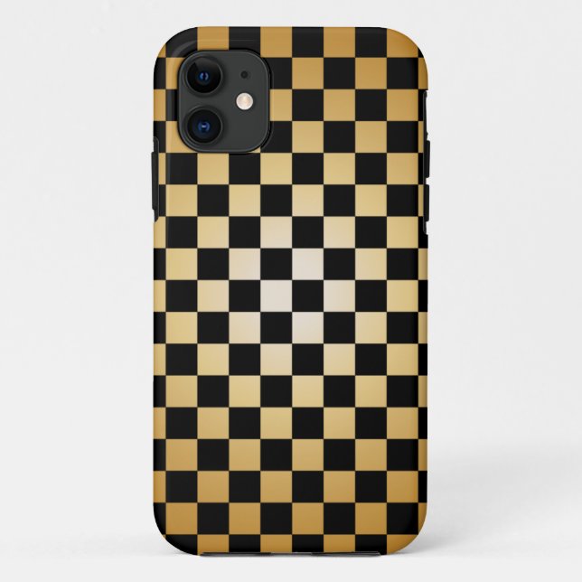 Gold & Black Chequered Grid iPhone 5 Case (Back)
