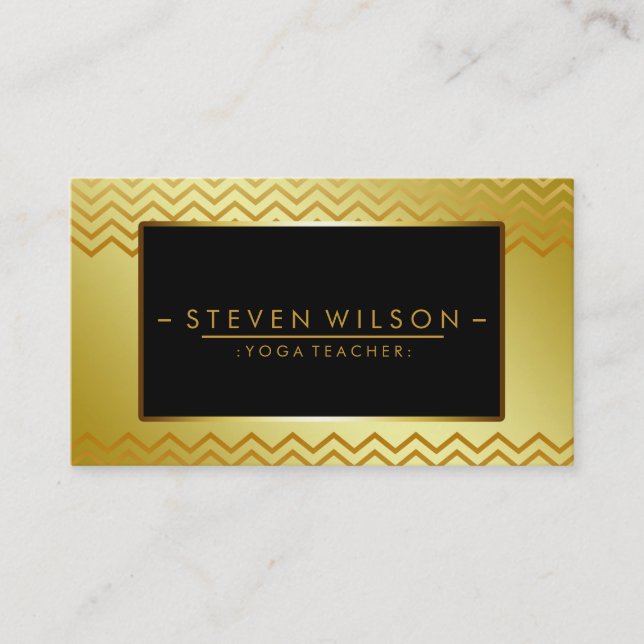 Gold Black Chevron Yoga Holistic Massage Business Card (Front)