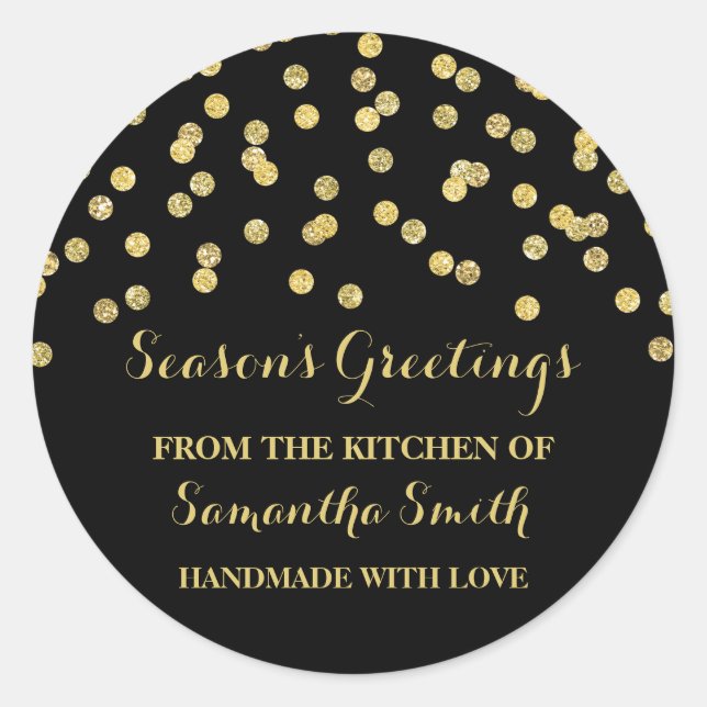 Gold Black Christmas Baking Sticker Confetti (Front)