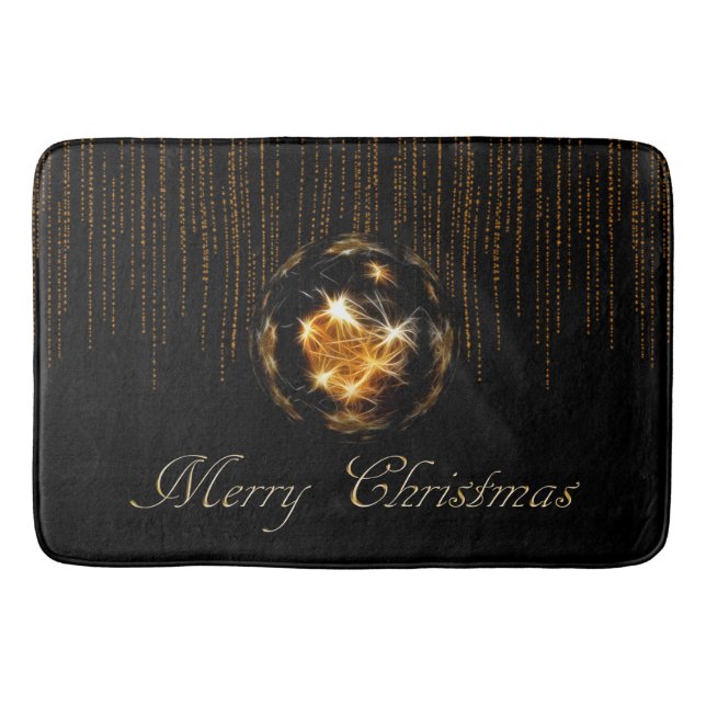 Gold black Christmas Bath Mat (Front)