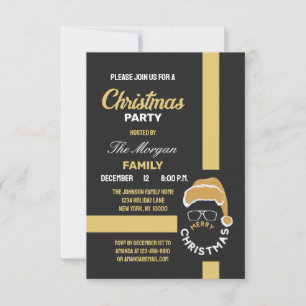 Gold Black Christmas Holiday Party Invitation