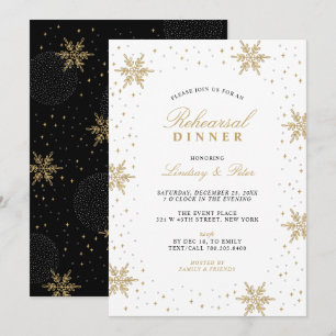 Gold & Black Christmas Rehearsal Dinner Invitation